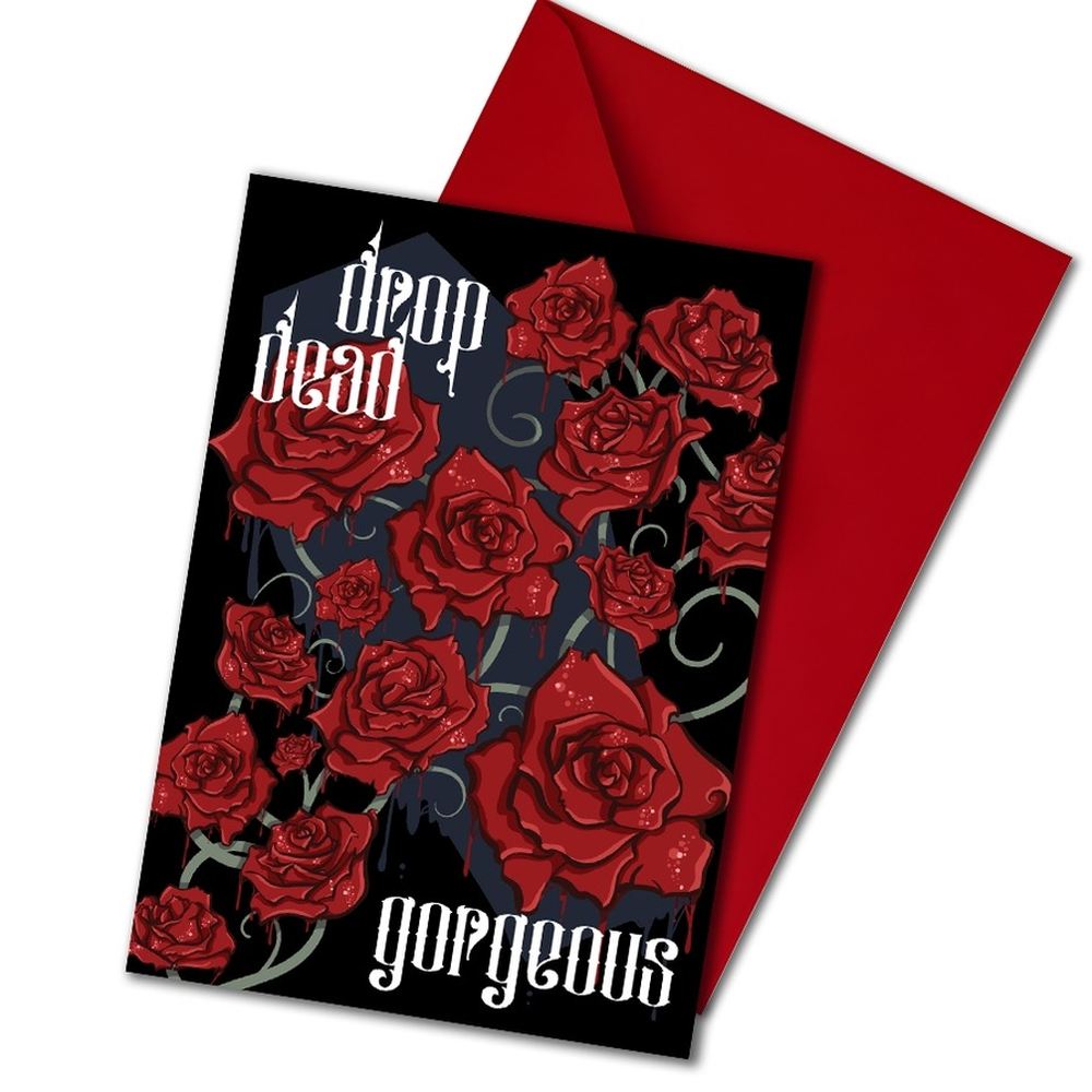 The Misfit Paper Co. - Drop Dead Gorgeous Large Anniversary Love Carte de Voeux - Noir/Rouge